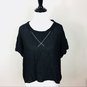 Aiko Black Oversized Crop Top Short Sleeve XS 373